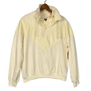 Vintage 90s Pastel Yellow, Cotton Blend, Quarter Zip Hoodie by Footlocker